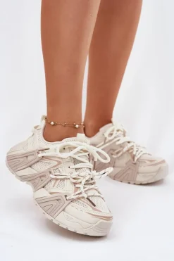 Sneakersy Buty Sportowe Damskie Beżowe Tonelli