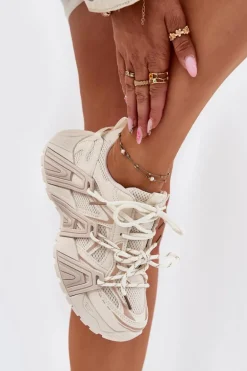 Sneakersy Buty Sportowe Damskie Beżowe Tonelli