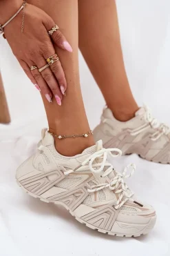 Sneakersy Buty Sportowe Damskie Beżowe Tonelli
