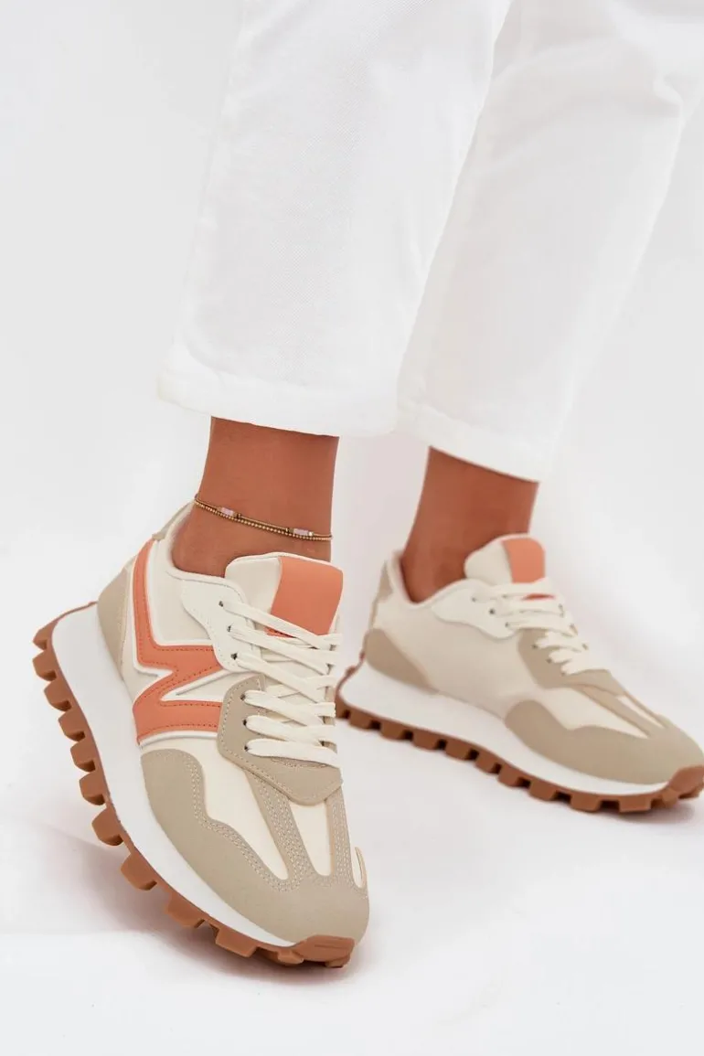 Sneakersy Buty Sportowe Damskie Beżowe Kalelia
