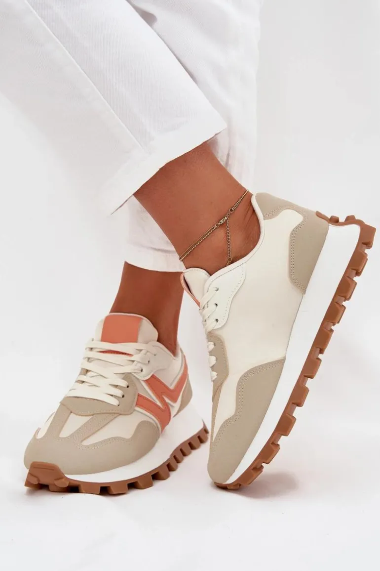 Sneakersy Buty Sportowe Damskie Beżowe Kalelia