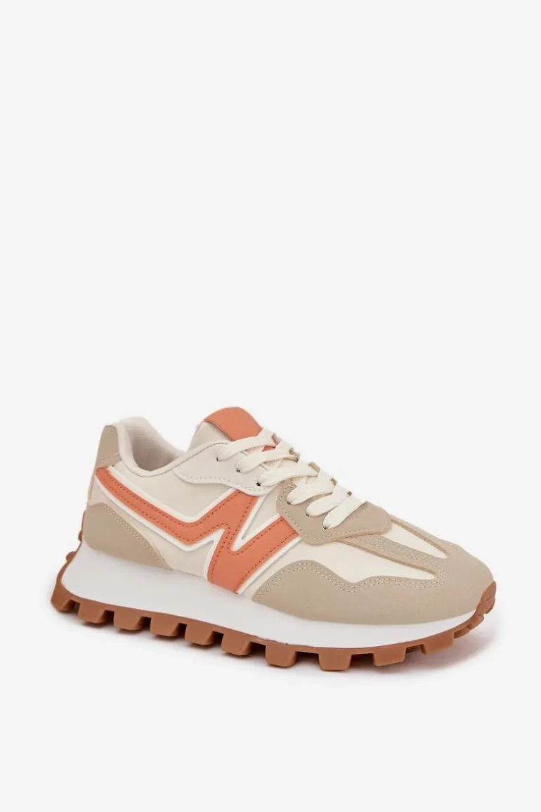 Sneakersy Buty Sportowe Damskie Beżowe Kalelia