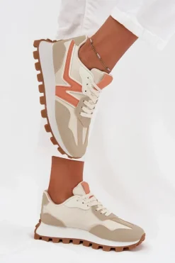 Sneakersy Buty Sportowe Damskie Beżowe Kalelia
