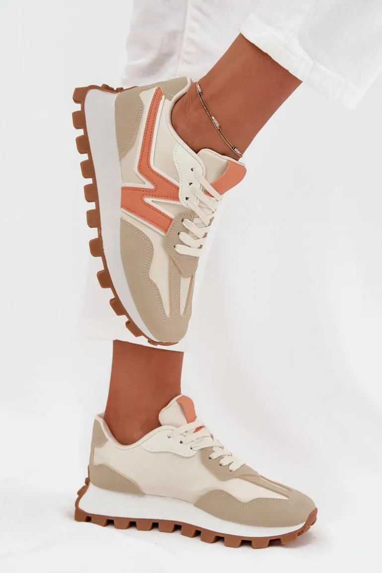 Sneakersy Buty Sportowe Damskie Beżowe Kalelia