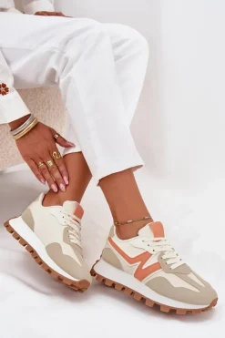 Sneakersy Buty Sportowe Damskie Beżowe Kalelia