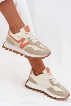 Sneakersy Buty Sportowe Damskie Beżowe Kalelia