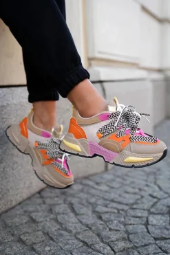 Sneakersy Buty Sportowe Damskie Z Podwójnym Sznurowaniem Khaki Efobell