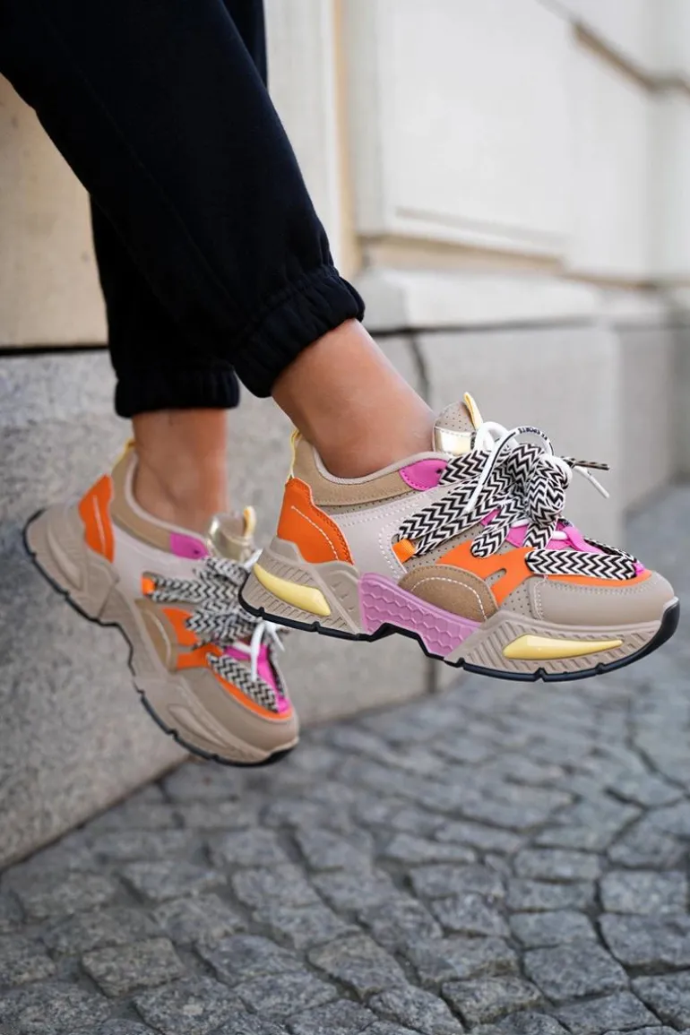 Sneakersy Buty Sportowe Damskie Z Podwójnym Sznurowaniem Khaki Efobell