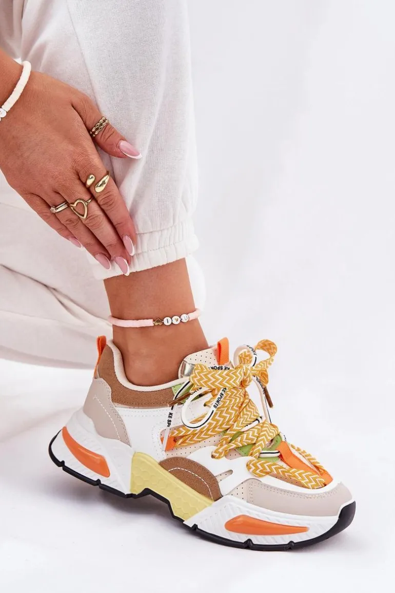 Sneakersy Buty Sportowe Damskie Z Podwójnym Sznurowaniem Multikolor Efobell