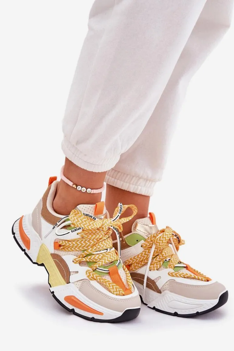 Sneakersy Buty Sportowe Damskie Z Podwójnym Sznurowaniem Multikolor Efobell