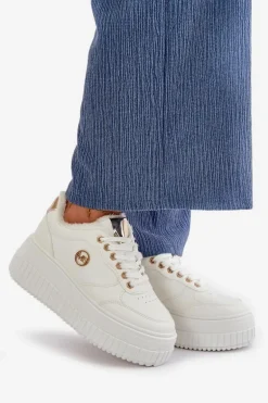 Sneakersy Buty Sportowe Damskie Ocieplane Na Masywnej Podeszwie Białe Ardiela