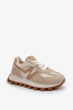 Sneakersy Buty Sportowe Damskie Beżowe Kalelia