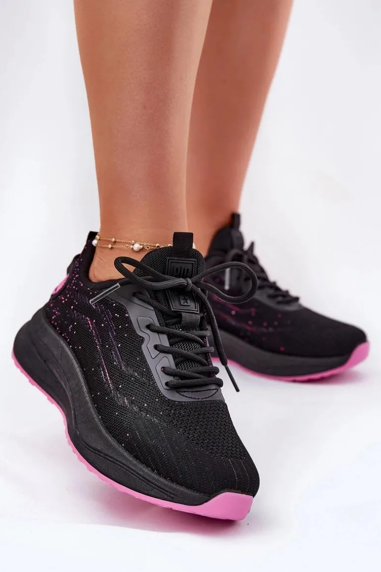 Sneakersy Buty Sportowe Damskie Na Platformie Big Star RR274523 HI-POLY SYSTEM Czarne