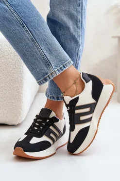 Sneakersy Buty Sportowe Na Platformie Damskie Czarne Thari