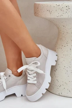 Sneakersy Buty Sportowe Na Platformie CheBello 4632 Srebrne