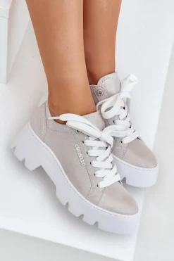 Sneakersy Buty Sportowe Na Platformie CheBello 4632 Srebrne