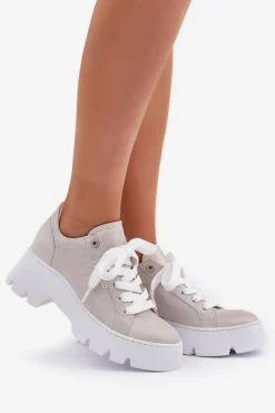 Sneakersy Buty Sportowe Na Platformie CheBello 4632 Srebrne