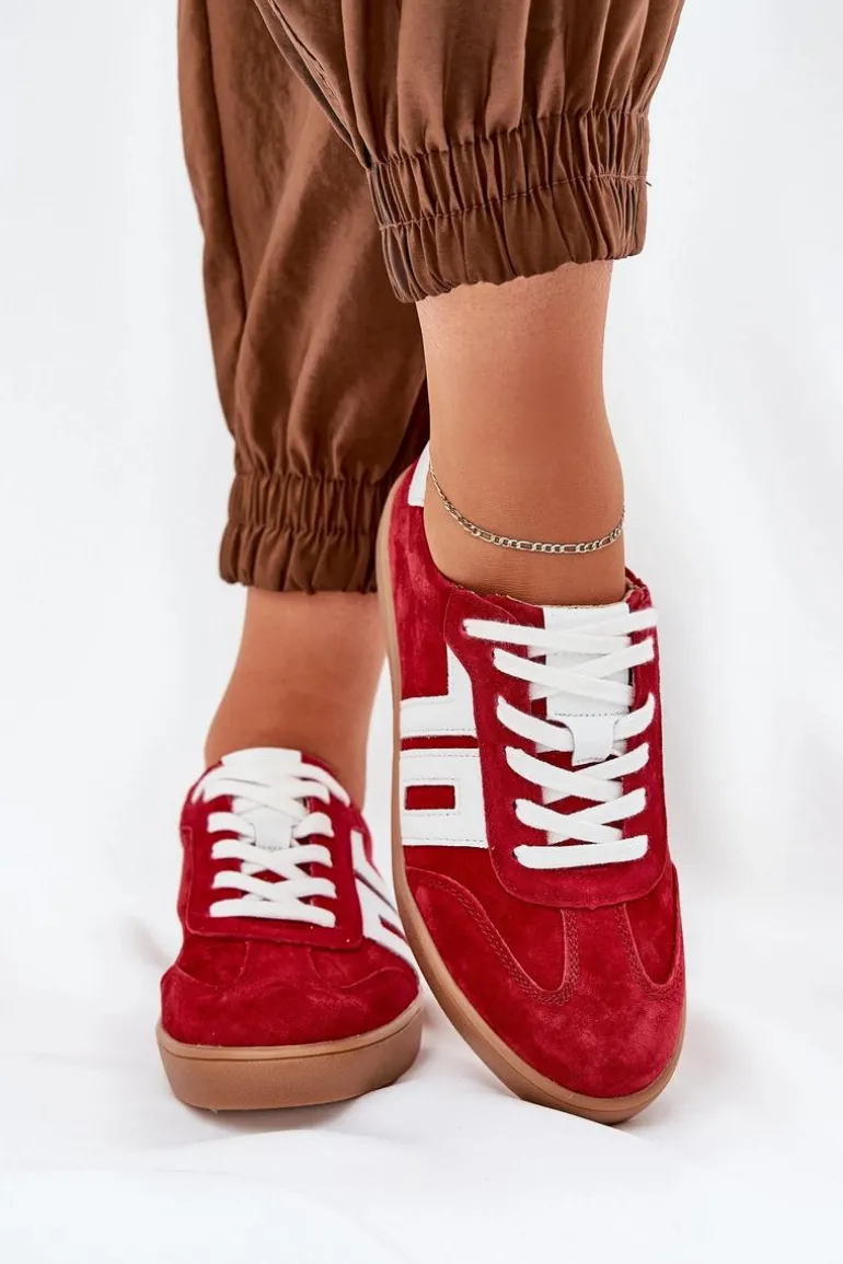 Sneakersy Buty Sportowe Zamszowe Vinceza 79517 Czerwone