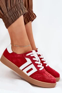 Sneakersy Buty Sportowe Zamszowe Vinceza 79517 Czerwone