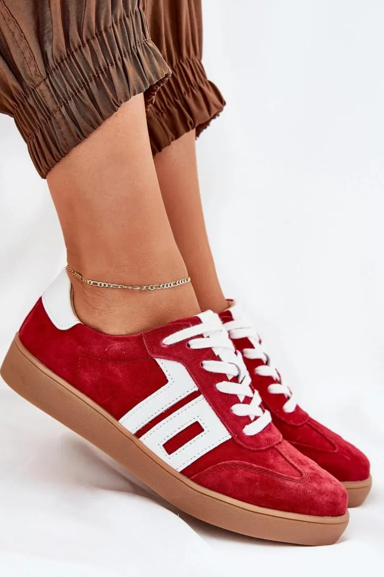 Sneakersy Buty Sportowe Zamszowe Vinceza 79517 Czerwone