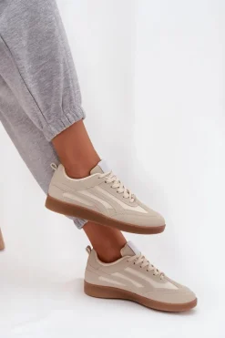 Sneakersy Damskie Beżowe Hanelor