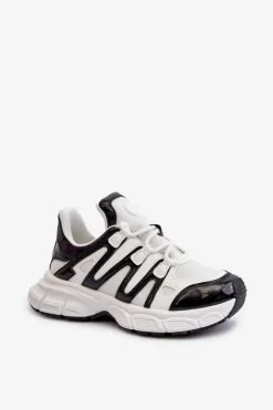 Sneakersy Damskie Biało-Czarne Ahmani