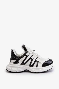 Sneakersy Damskie Biało-Czarne Ahmani