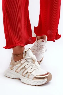 Sneakersy Damskie Biało-Złote Ahmani