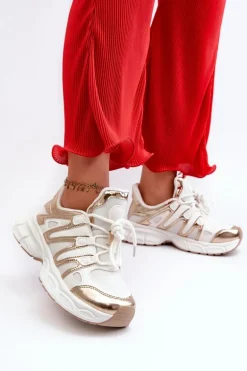 Sneakersy Damskie Biało-Złote Ahmani