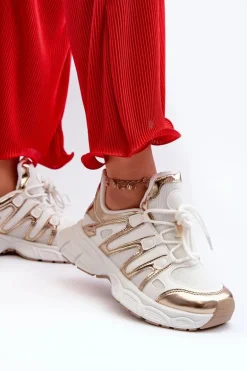 Sneakersy Damskie Biało-Złote Ahmani
