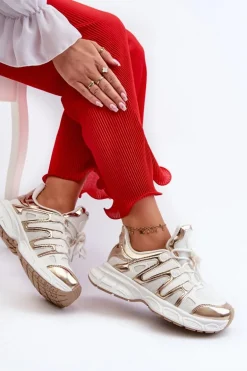 Sneakersy Damskie Biało-Złote Ahmani