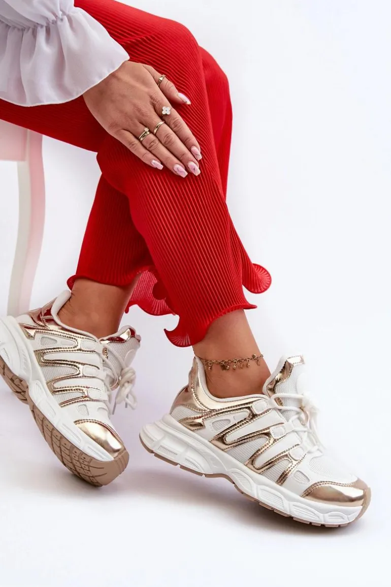 Sneakersy Damskie Biało-Złote Ahmani