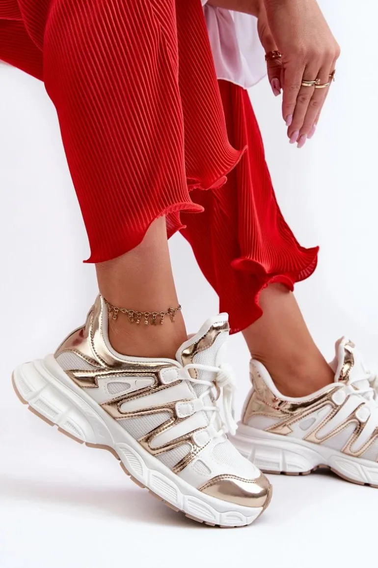 Sneakersy Damskie Biało-Złote Ahmani