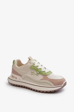 Sneakersy Damskie Big Star NN274A091 Beżowo-Zielone