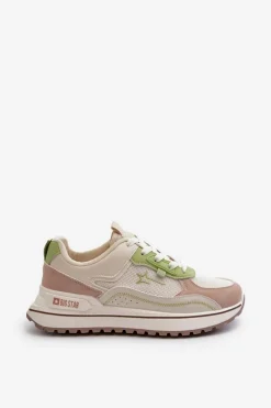 Sneakersy Damskie Big Star NN274A091 Beżowo-Zielone