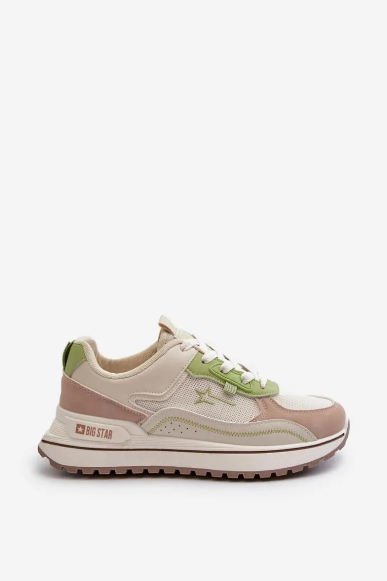 Sneakersy Damskie Big Star NN274A091 Beżowo-Zielone