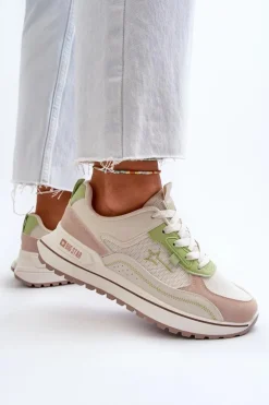 Sneakersy Damskie Big Star NN274A091 Beżowo-Zielone