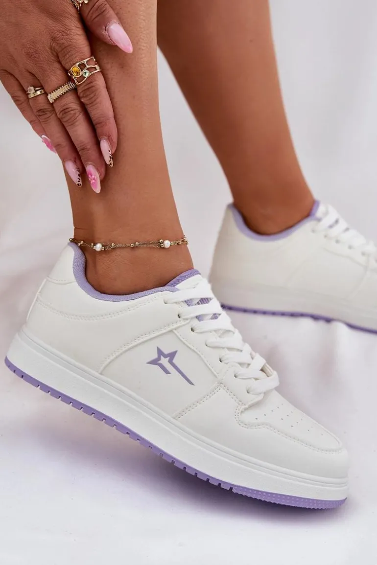 Sneakersy Damskie Big Star RR274A245 HI-POLY SYSTEM Biało-Fioletowe