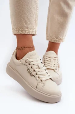Sneakersy Damskie Big Star NN274334 Memory Foam System Beżowe