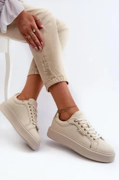 Sneakersy Damskie Big Star NN274334 Memory Foam System Beżowe