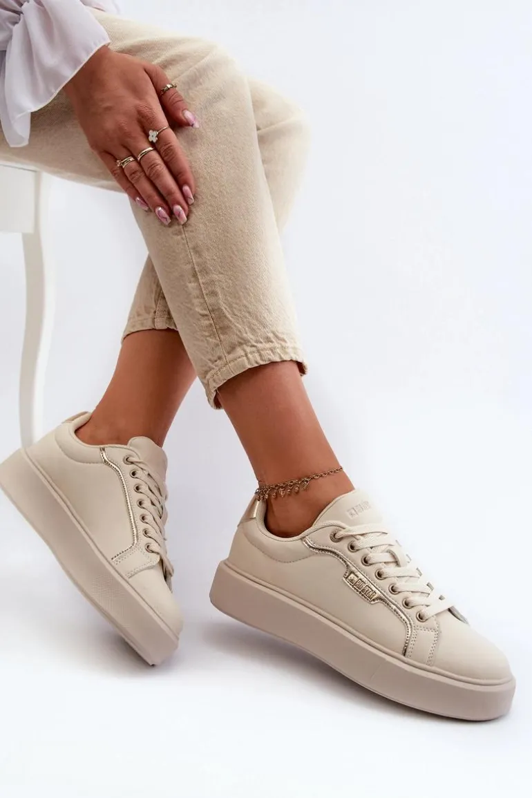 Sneakersy Damskie Big Star NN274334 Memory Foam System Beżowe