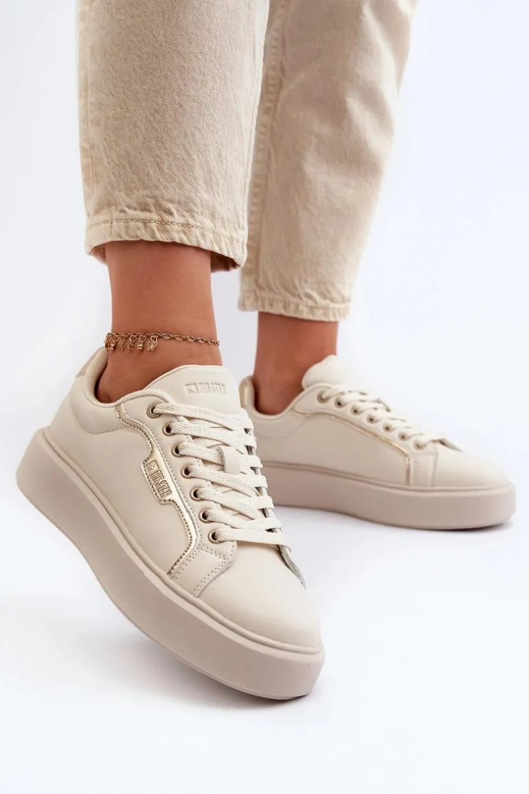 Sneakersy Damskie Big Star NN274334 Memory Foam System Beżowe