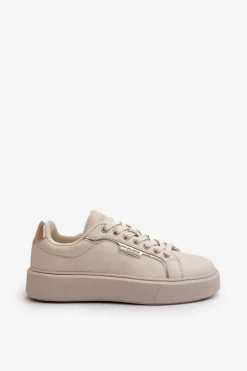 Sneakersy Damskie Big Star NN274334 Memory Foam System Beżowe