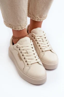 Sneakersy Damskie Big Star NN274334 Memory Foam System Beżowe