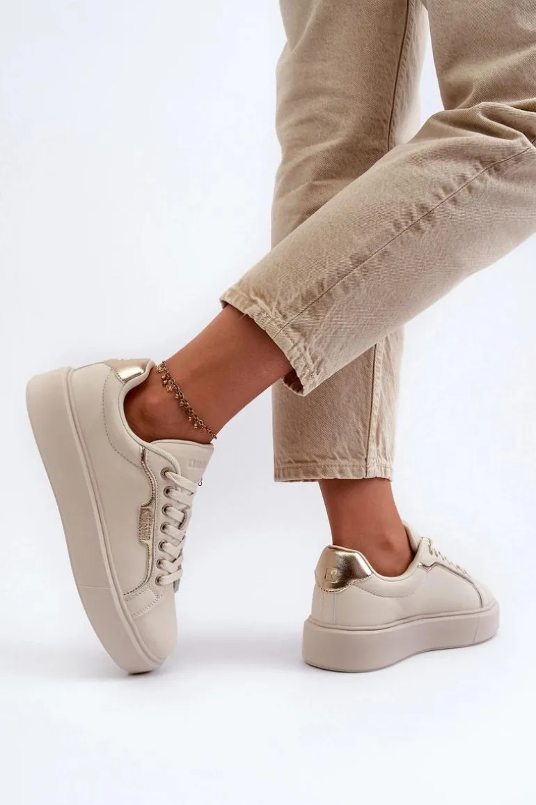 Sneakersy Damskie Big Star NN274334 Memory Foam System Beżowe