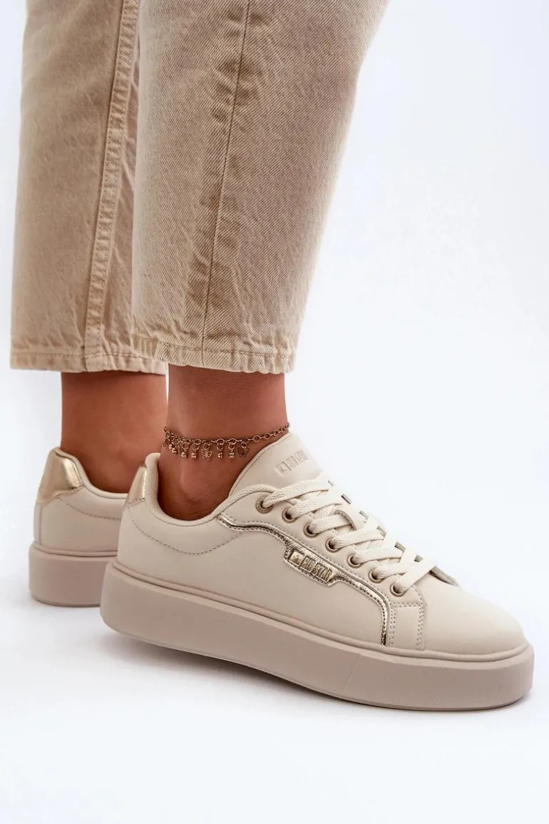 Sneakersy Damskie Big Star NN274334 Memory Foam System Beżowe