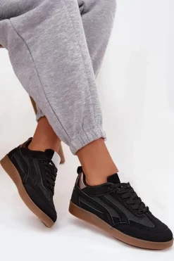 Sneakersy Damskie Czarne Hanelor