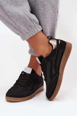 Sneakersy Damskie Czarne Hanelor