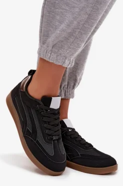 Sneakersy Damskie Czarne Hanelor