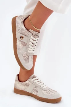 Sneakersy Damskie Daniel Lopez Just Dare SS2D4032 Zwierzęcy Wzór Beżowe